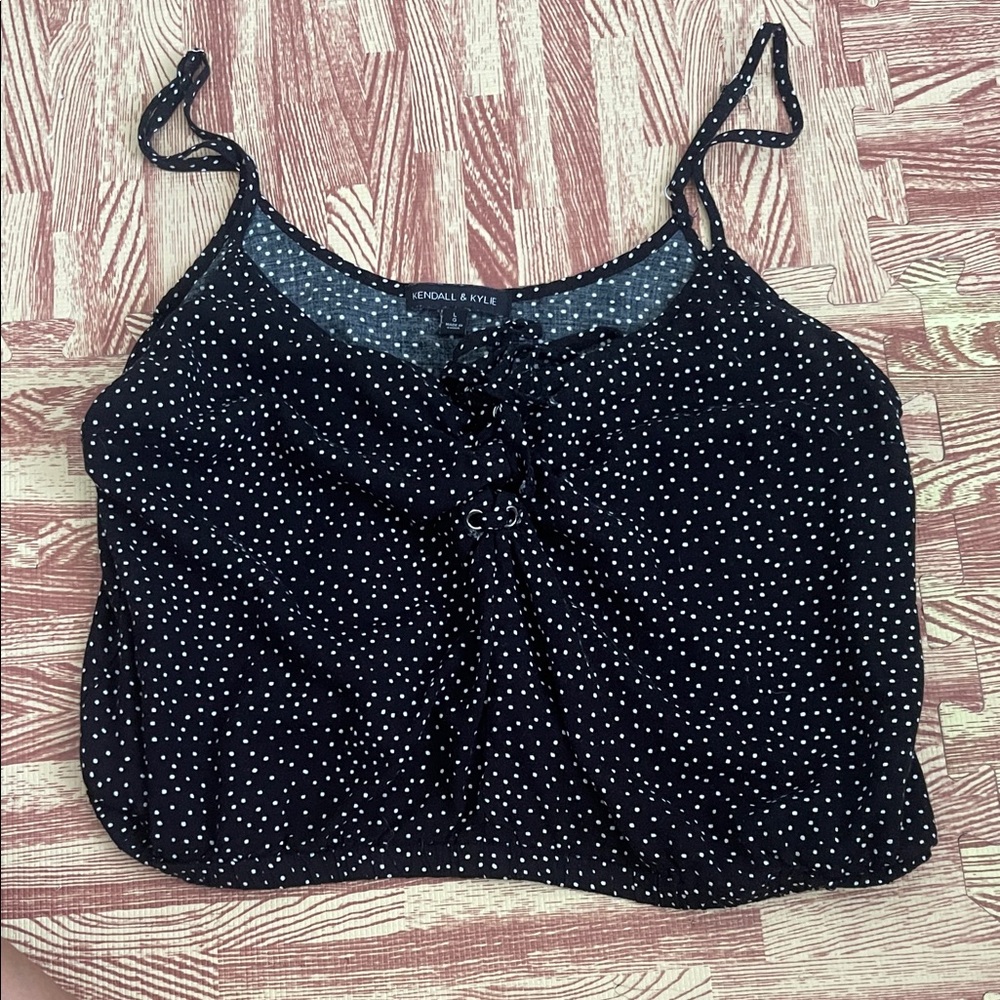 Kendall & Kylie Black and White Polka Dot Camisole